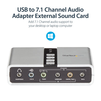 StarTech.com 7.1 USB Audio Adapter External Sound Card with SPDIF Digital Audio
