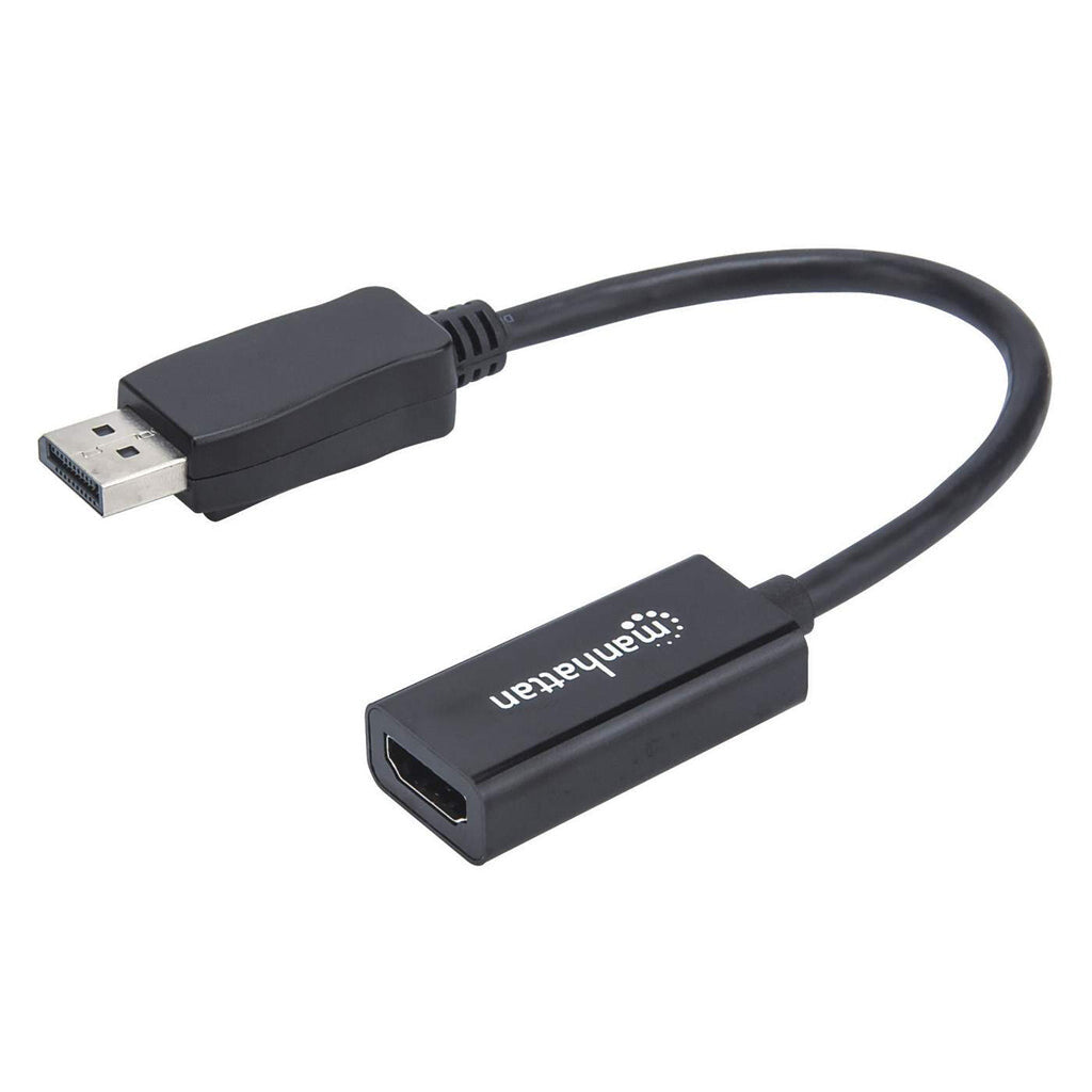 Manhattan DisplayPort 1.1 to HDMI Adapter, 1080p@60Hz, 15cm, Male to Female, Passive, Requires DP++, DP With Latch, Black, Not Bi-Directional, Three Year Warranty, Equivalent to DP2HDMI