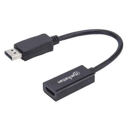 Manhattan DisplayPort 1.1 to HDMI Adapter, 1080p@60Hz, 15cm, Male to Female, Passive, Requires DP++, DP With Latch, Black, Not Bi-Directional, Three Year Warranty, Equivalent to DP2HDMI