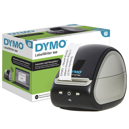 DYMO LabelWriter 550 Label Printer | Label Maker with Direct Thermal Printing | Automatic Label Recognition | Prints Address LabelsShipping LabelsBarcode Labels & More | EU 2 Pin Plug