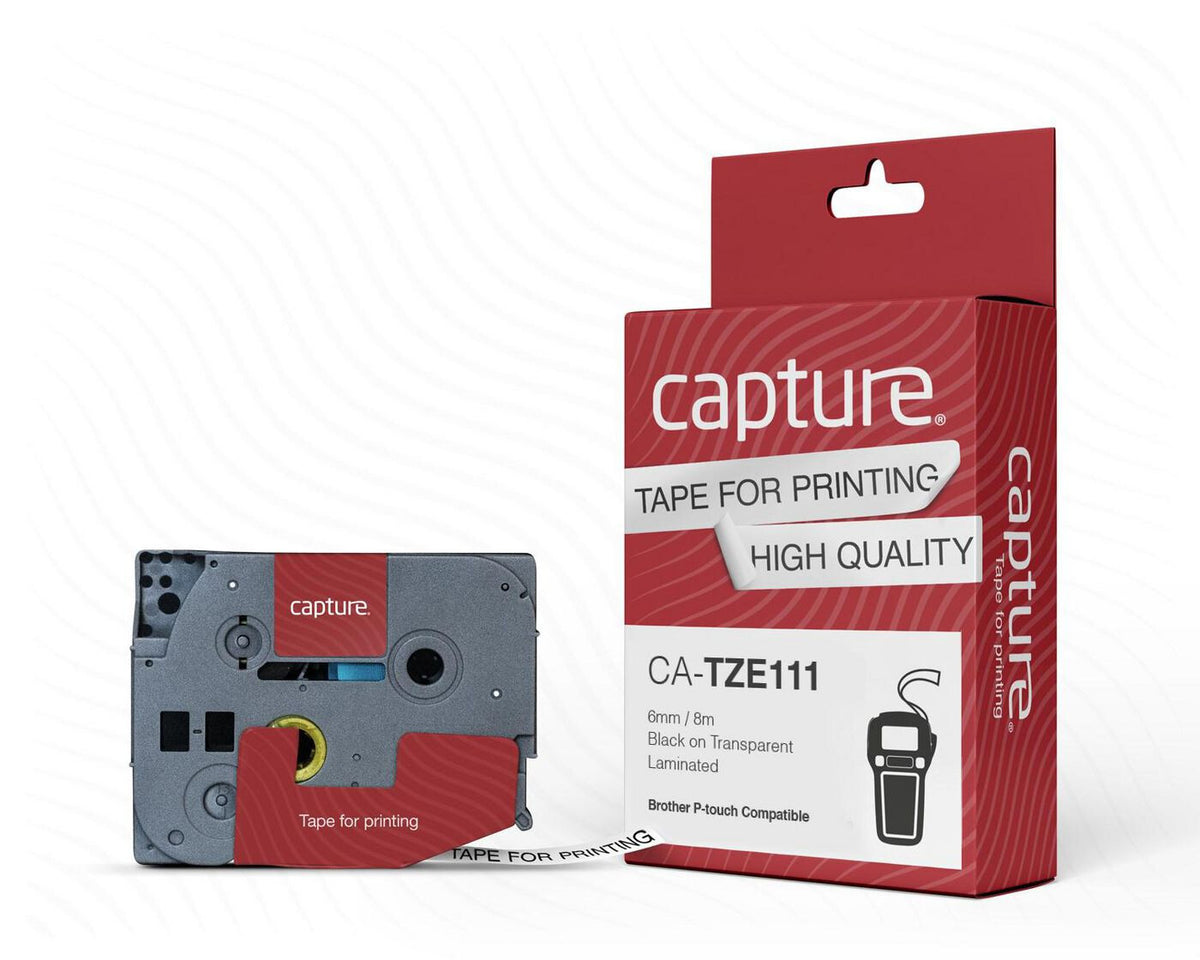 Capture CA-TZE111 label-making tape Black on transparent