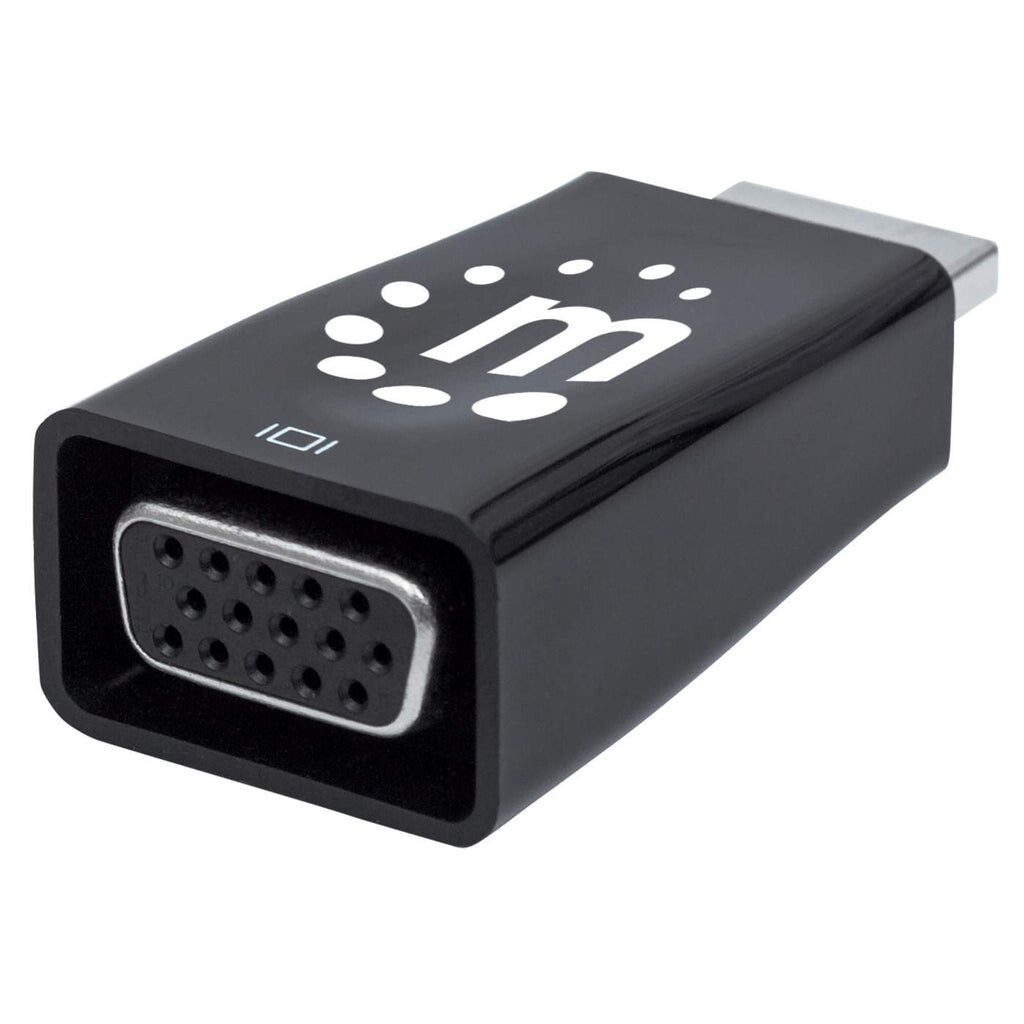 Manhattan HDMI to VGA Converter with Audio, 1080p, Male to Female, Optional Micro-USB Power Input, Black, Three-Year Warranty, Similar Function to HD2VGAA2