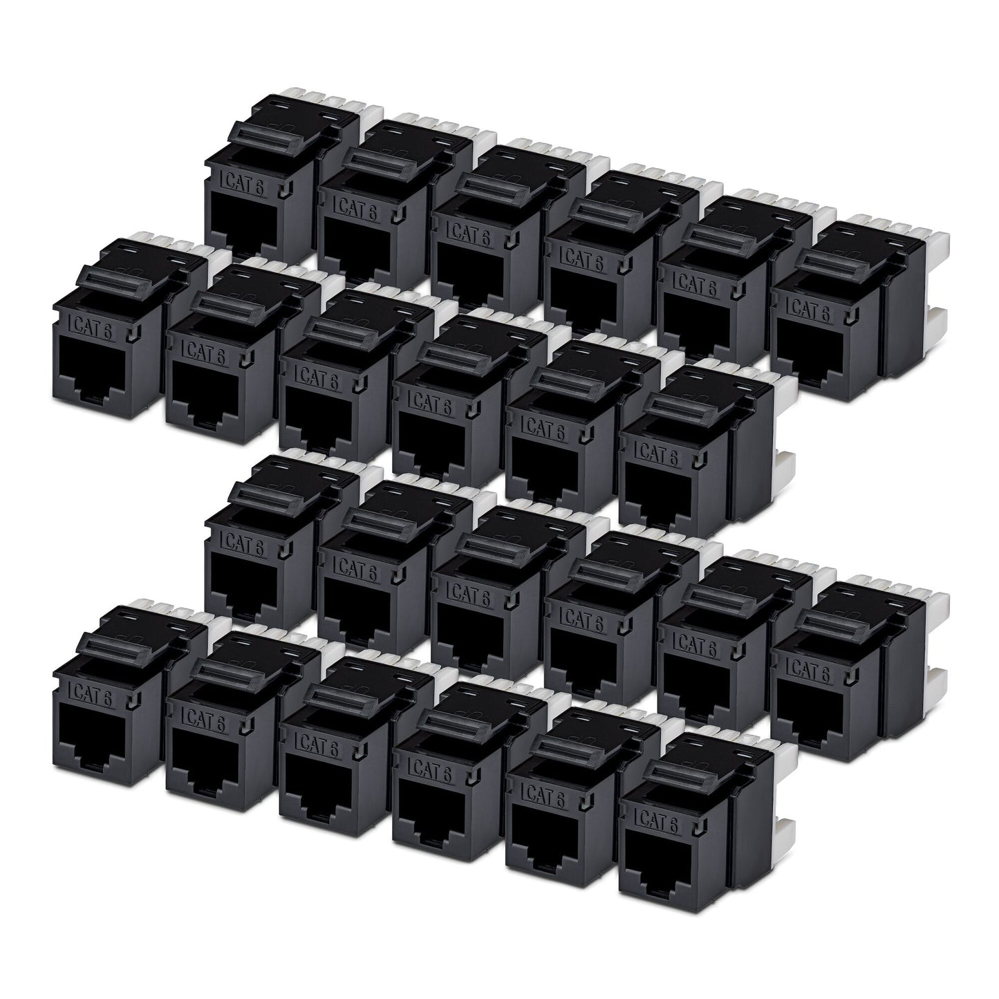 StarTech.com Cat6 Keystone Jack, 24-Pack RJ45 Ethernet Keystone Jacks, UTP Cat6 Wall Jack, 180-Degree 110 Punch Down, Black