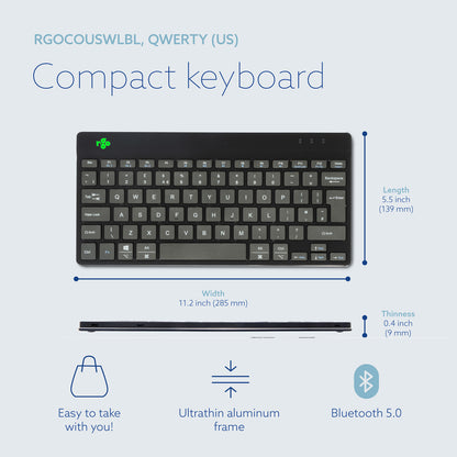 R-Go Tools Ergonomic keyboard R-Go Compact Break, compact keyboard with break software, QWERTY (UK), Bluetooth, black