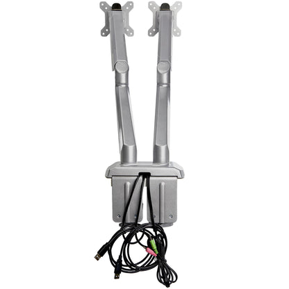 StarTech.com Desk Mount Dual Monitor Arm with USB & Audio, Desk Clamp VESA Mount for up to 32" (17.6lb/8kg) Displays, Ergonomic Full Motion Dual Monitor Arm - Silver