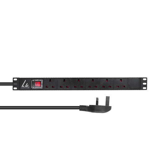 Lanview LVR-3MUK-SW-UK6 power distribution unit (PDU) 6 AC outlet(s) 1.4U Black