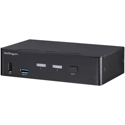 StarTech.com 2 Port DisplayPort KVM Switch - 4K 60Hz - Single Display - Dual Port UHD DP 1.2 USB KVM Switch with Integrated USB 3.0 Hub & Audio - Dell HP Apple Lenovo - TAA Compliant