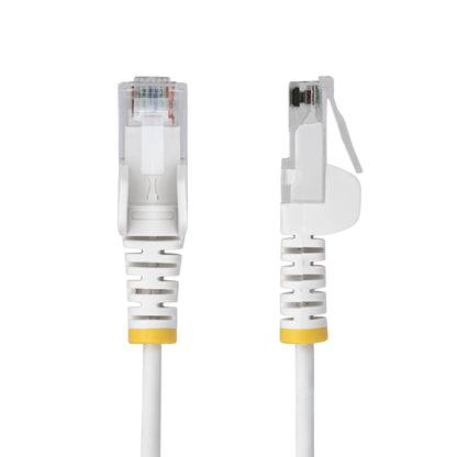 StarTech.com 25cm White Slim CAT6 Ethernet Cable, Snagless, 100W PoE, UTP, LSZH, 28AWG Pure Bare Copper Wire, Slim RJ45 Network Patch Cord w/Strain Reliefs, Individually Tested