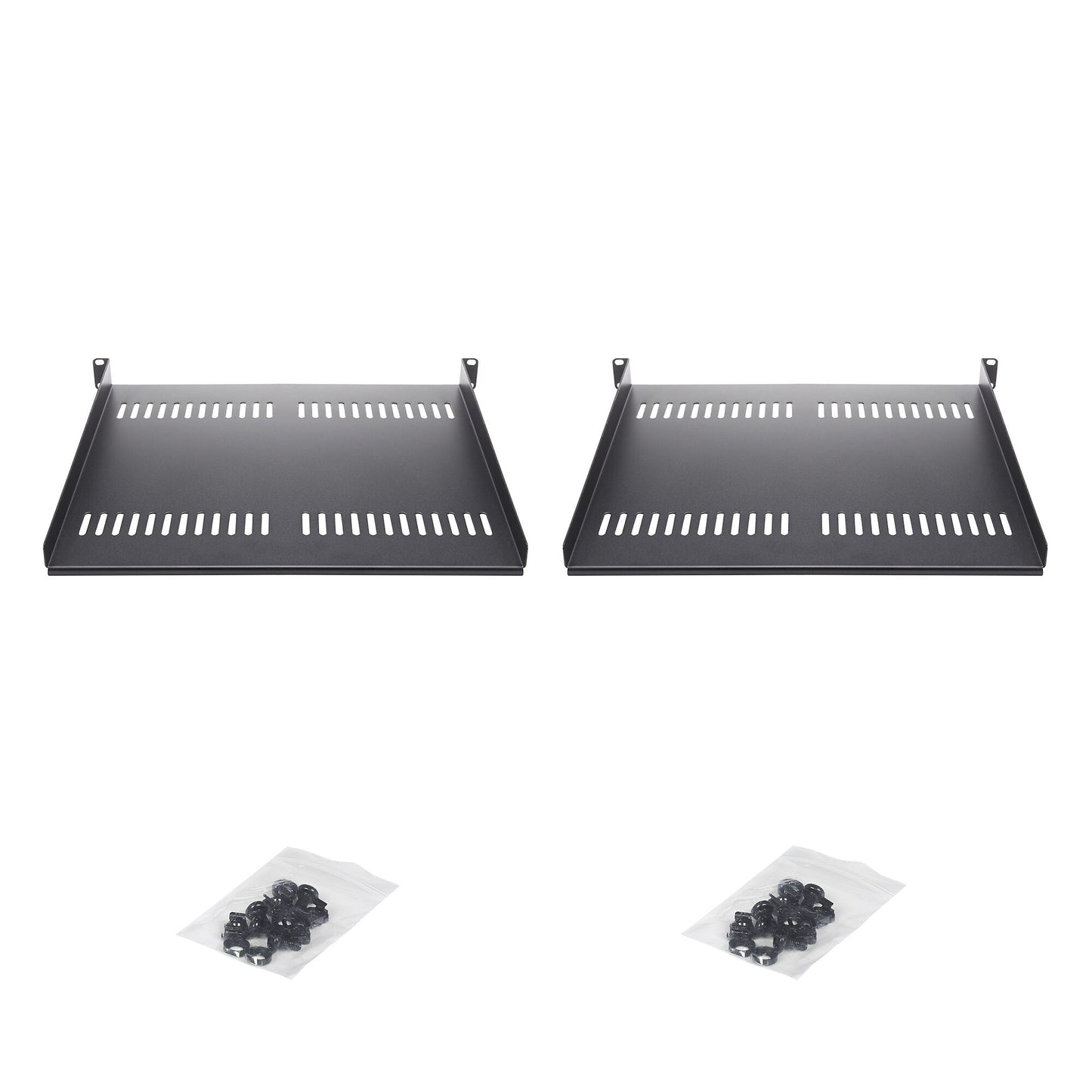 StarTech.com 2-Pack 1U Server Rack Shelf, Vented Universal Rack Mount Cantilever Shelf, For 19" Rack/Cabinet, Heavy-Duty Steel, 44lb/20kg Capacity, 16" Deep Tray