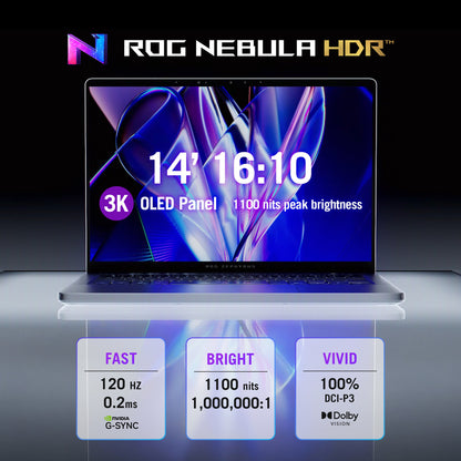 ASUS ROG Zephyrus G14 GU405AP-SY004W Intel Core Ultra 9 386H Laptop 35.6 cm (14") 3K 32 GB LPDDR5x-SDRAM 1 TB SSD NVIDIA GeForce RTX 5070 Wi-Fi 7 (802.11be) Windows 11 Home Grey