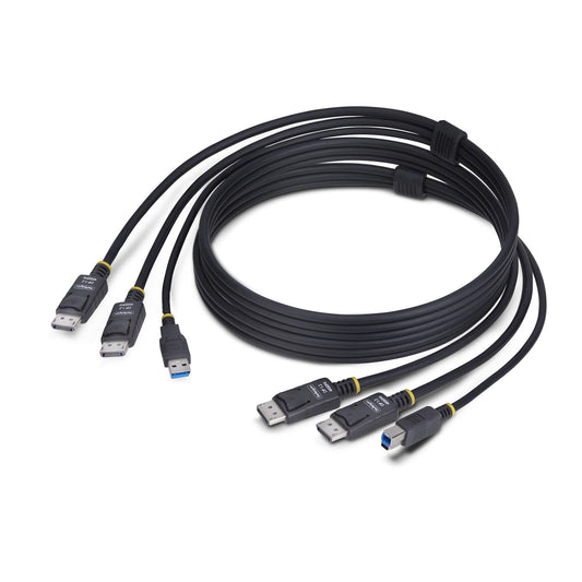 StarTech.com 6ft (1.8m) Dual-DisplayPort and USB 5Gbps KVM Cable, 4K 60Hz, Universally Compatible DP 1.2/USB 3.0 Combo Cable for Dual-Monitor KVM Switches