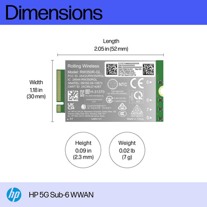 HP 5G Sub-6 WWAN interface cards/adapter Internal
