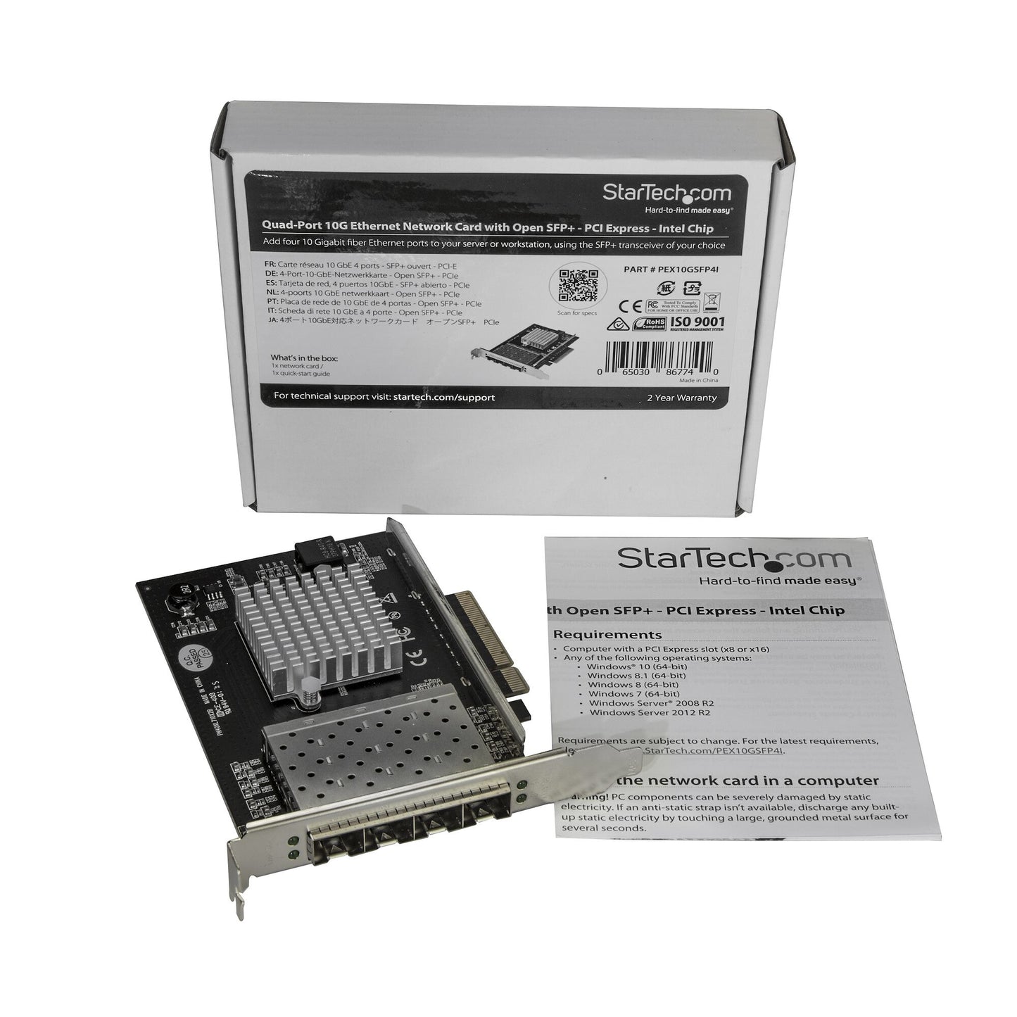 StarTech.com Quad Port 10G SFP+ Network Card - Intel XL710 Open SFP+ Converged Adapter - PCIe 10 Gigabit Ethernet Server NIC - 10GbE Fiber Optic LAN Card - Dell PowerEdge HPE ProLiant