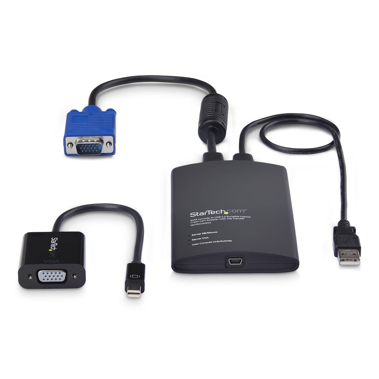 StarTech.com Portable Laptop Crash Cart Adapter, USB/VGA/Mini DisplayPort KVM Console, File Transfer and Video Capture, TAA Compliant