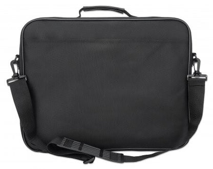 Manhattan Cambridge Laptop Bag 15.6", Clamshell Design, Black, LOW COST, Accessories Pocket, Document Compartment on Back, Shoulder Strap (removable), Equivalent to Targus TAR300, Notebook Case, Three Year Warranty