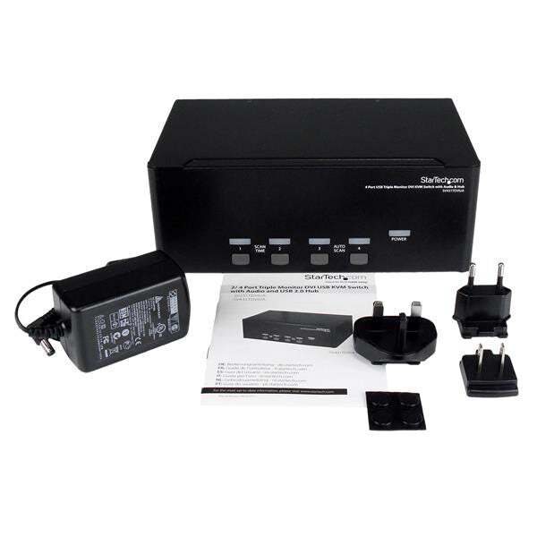 StarTech.com 4 Port Triple Monitor DVI USB KVM Switch with Audio & USB 2.0 Hub