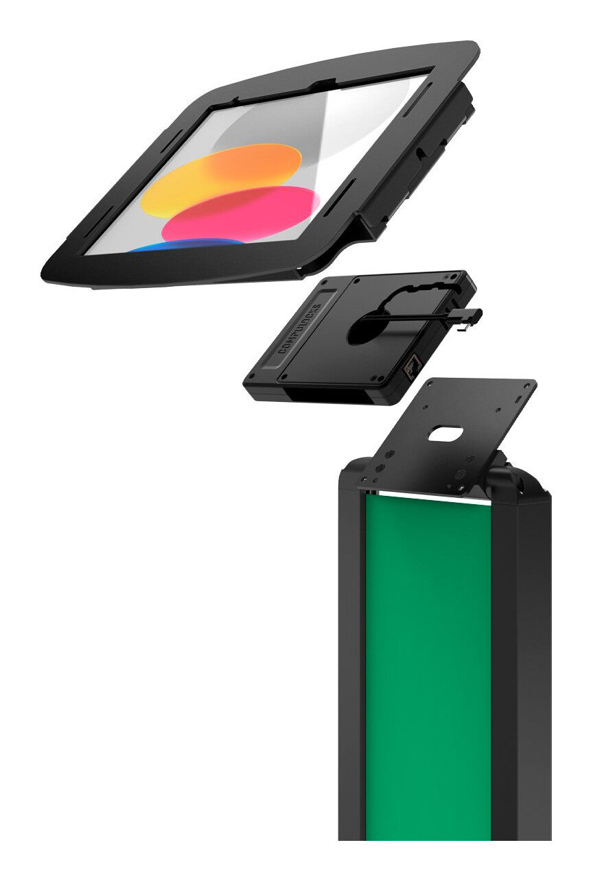 Compulocks iPad 10.9" 10th Gen Space Enclosure Brandable Floor Stand Plus Hub Black