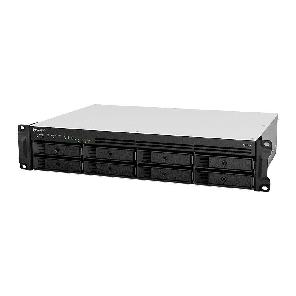 Synology RackStation RS1221RP+ NAS Rack (2U) Ryzen Embedded V1500B 4 GB DDR4 96 TB HDD Aluminium, Black
