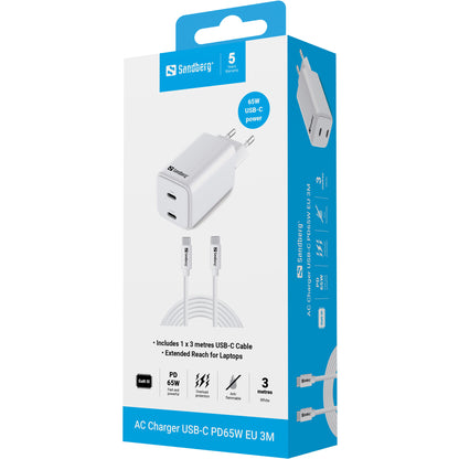 Sandberg AC Charger USB-C PD65W EU 3M