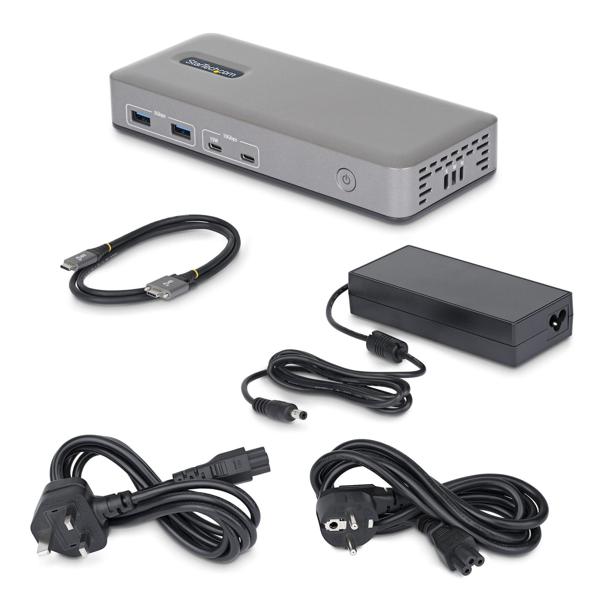 StarTech.com Dual-Monitor USB-C Docking Station, DisplayPort, 4K 60Hz, 100W Laptop Charging, 1GbE, Driverless, Multi-Monitor Dock For Windows