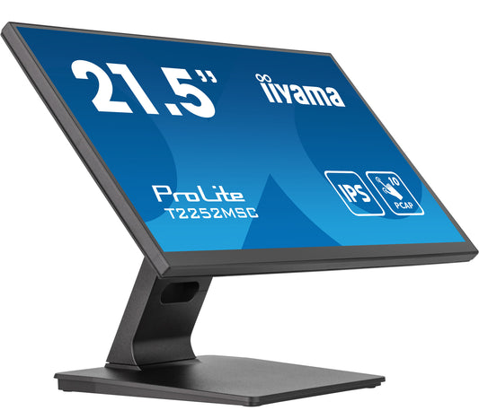 iiyama ProLite 21.5” PCAP 10pt touchscreen monitor featuring IPS panel technology, Edge-to-Edge glass design and anti fingerprint coating