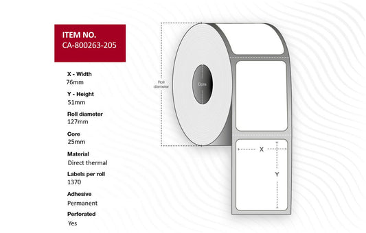 Capture CA-800263-205 printer label White