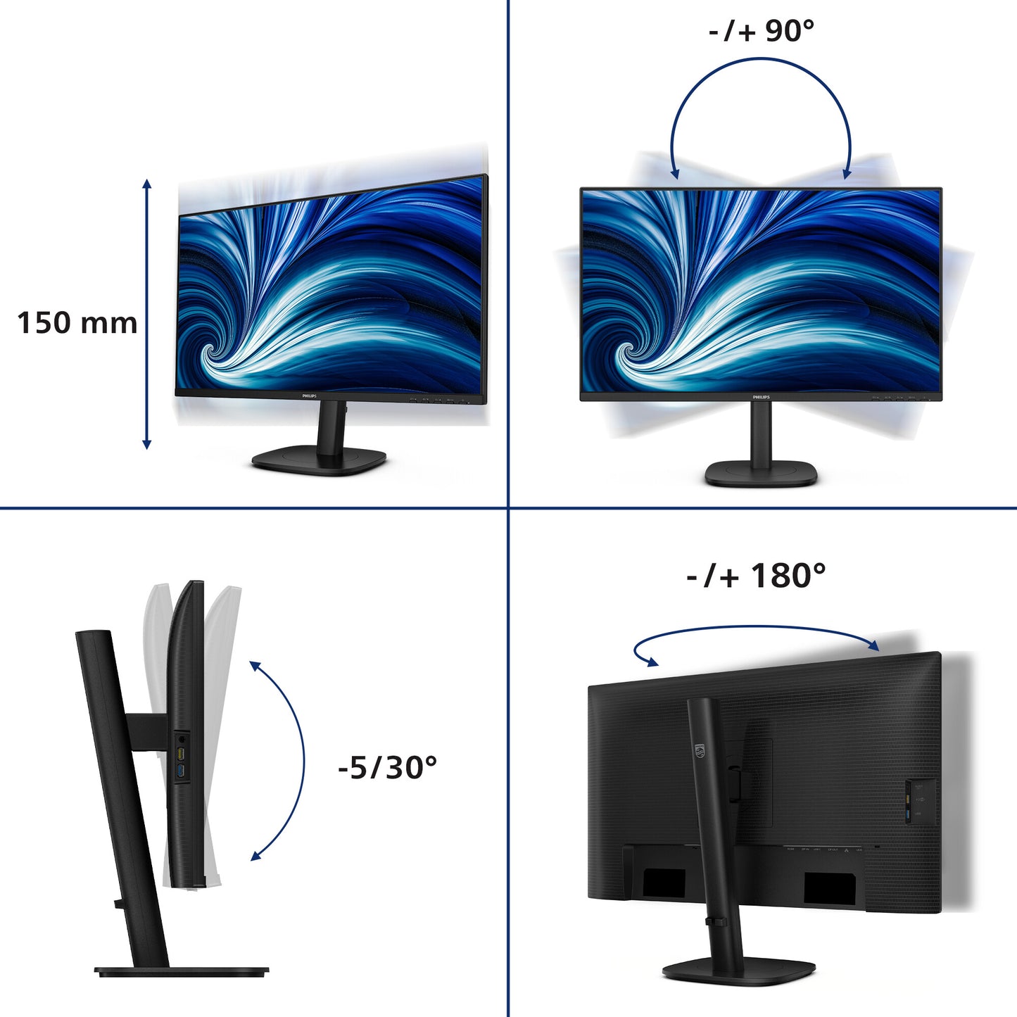 Philips 3000 series 27B2U3601/00 computer monitor 68.6 cm (27") 2560 x 1440 pixels Quad HD LCD Black
