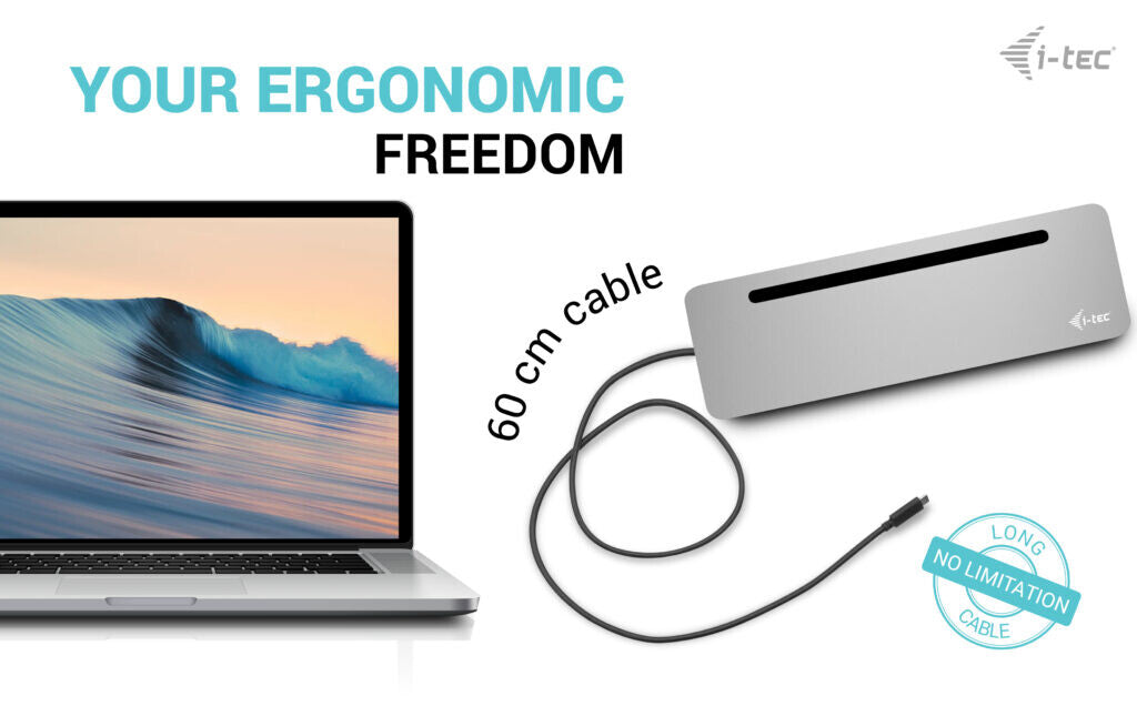 i-tec USB-C Metal Ergonomic 3x 4K Display Docking Station + Power Delivery 100 W