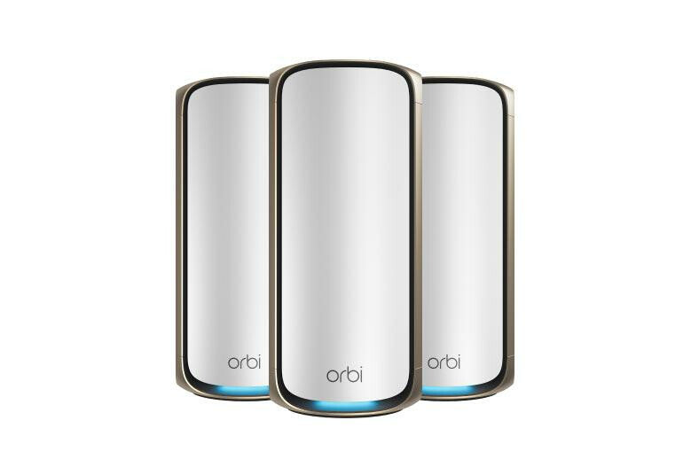 NETGEAR Orbi 970 Series Quad-Band WiFi 7, 3-Pack Quad-band (2.4 GHz / 5 GHz-1 / 5 GHz-2 / 6 GHz) Wi-Fi 6 (802.11ax) Grey Internal