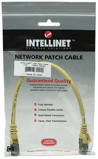 Intellinet Network Patch Cable, Cat6A, 30m, Yellow, Copper, S/FTP, LSOH / LSZH, PVC, RJ45, Gold Plated Contacts, Snagless, Booted, Lifetime Warranty