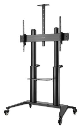 Manhattan Trolley Mount Stand for TV & Monitors, For screens: 70" to 120", VESA compatibility: all between 200x200 to 1000x600mm - check the dimensions of the four mounting holes on back of screen to ensure it fits, Max 140kg, Height adjustable 1250 to 16
