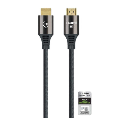 Manhattan HDMI 8K@60Hz Cable with Ethernet, 2m, Certified, Suitable for ALL 8K, 4K & 1080p/HD uses - when upgrading now or have it ready for when you need it, Male to Male, Black, 4K@120Hz, Lifetime Warranty, Ultra High Speed