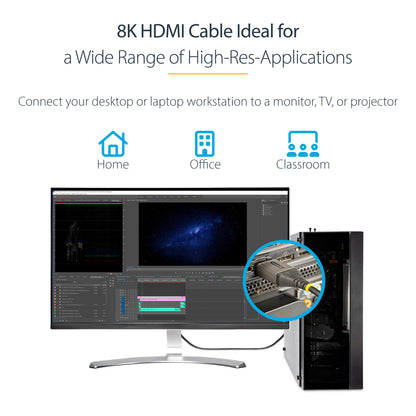 StarTech.com 13ft (4m) HDMI 2.1 Cable 8K - Certified Ultra High Speed HDMI Cable 48Gbps - 8K 60Hz/4K 120Hz HDR10+ eARC - Ultra HD 8K HDMI Cord - Monitor/TV/Display - Flexible TPE Jacket
