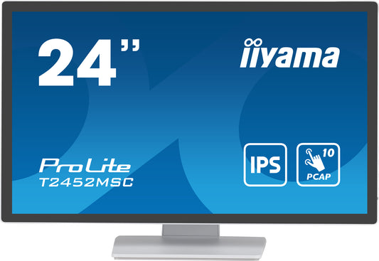 iiyama ProLite T2452MSC-W1 computer monitor 60.5 cm (23.8") 1920 x 1080 pixels Full HD LCD Touchscreen Multi-user White