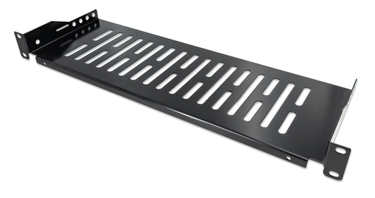 Intellinet 19" Cantilever Shelf, 1U, 2-Point Front Mount, 150mm Depth, Max 25kg, Black, Three Year Warranty