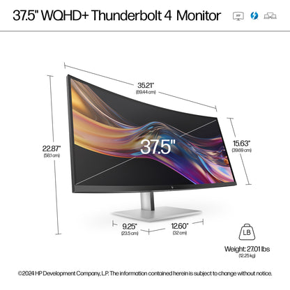 HP Series 7 Pro 37.5 inch WQHD+ Thunderbolt 4 Monitor - 738pu PVC Free