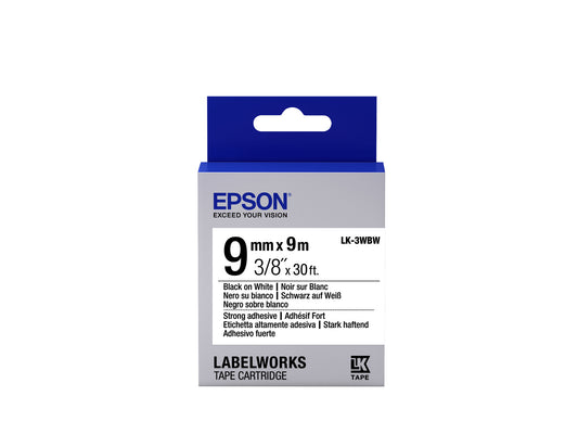 Epson Label Cartridge Strong Adhesive LK-3WBW Black/White 9mm (9 m)
