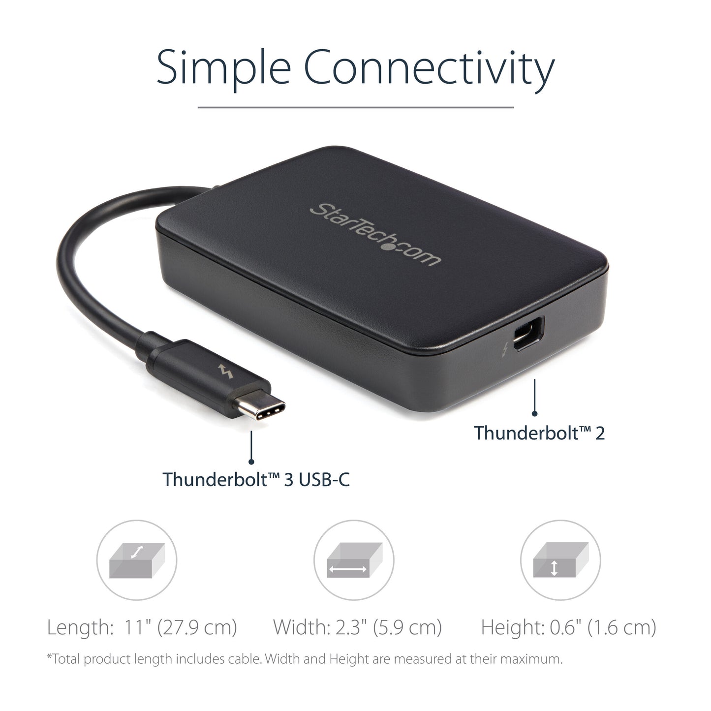 StarTech.com Thunderbolt 3 to Thunderbolt 2 Adapter - TB3 Laptop to TB2 Displays & Devices - Thunderbolt 2 20Gbps or Thunderbolt 1 10Gbps Converter - Thunderbolt 3 Certified- Windows/Mac