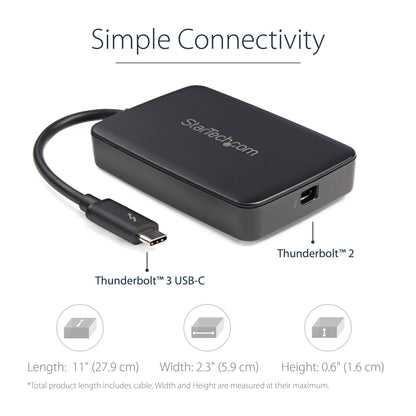 StarTech.com Thunderbolt 3 to Thunderbolt 2 Adapter - TB3 Laptop to TB2 Displays & Devices - Thunderbolt 2 20Gbps or Thunderbolt 1 10Gbps Converter - Thunderbolt 3 Certified- Windows/Mac