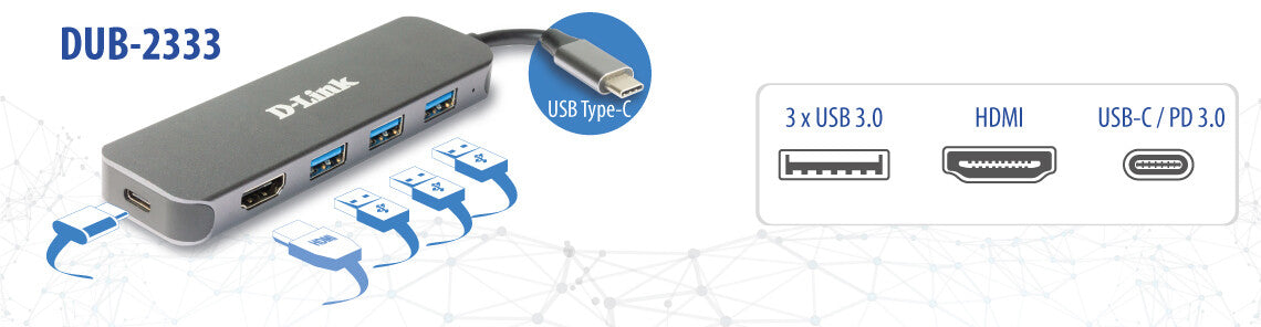 D-Link 5-in-1 USB-C Hub with HDMI/Power Delivery