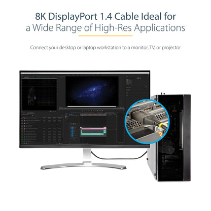 StarTech.com 13ft (4m) VESA Certified DisplayPort 1.4 Cable - 8K 60Hz HDR10 - Ultra HD 4K 120Hz Video - DP 1.4 Cable / Cord - For Monitors/Displays - DisplayPort to DisplayPort Cable - M/M