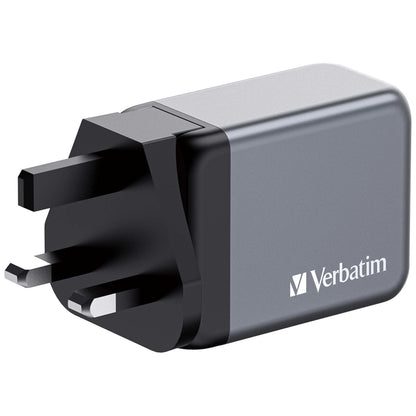 Verbatim GNC-65 GaN Charger 65W with 2 x USB-C PD 65W / 1 x USB-A QC 3.0 (EU/UK/US)