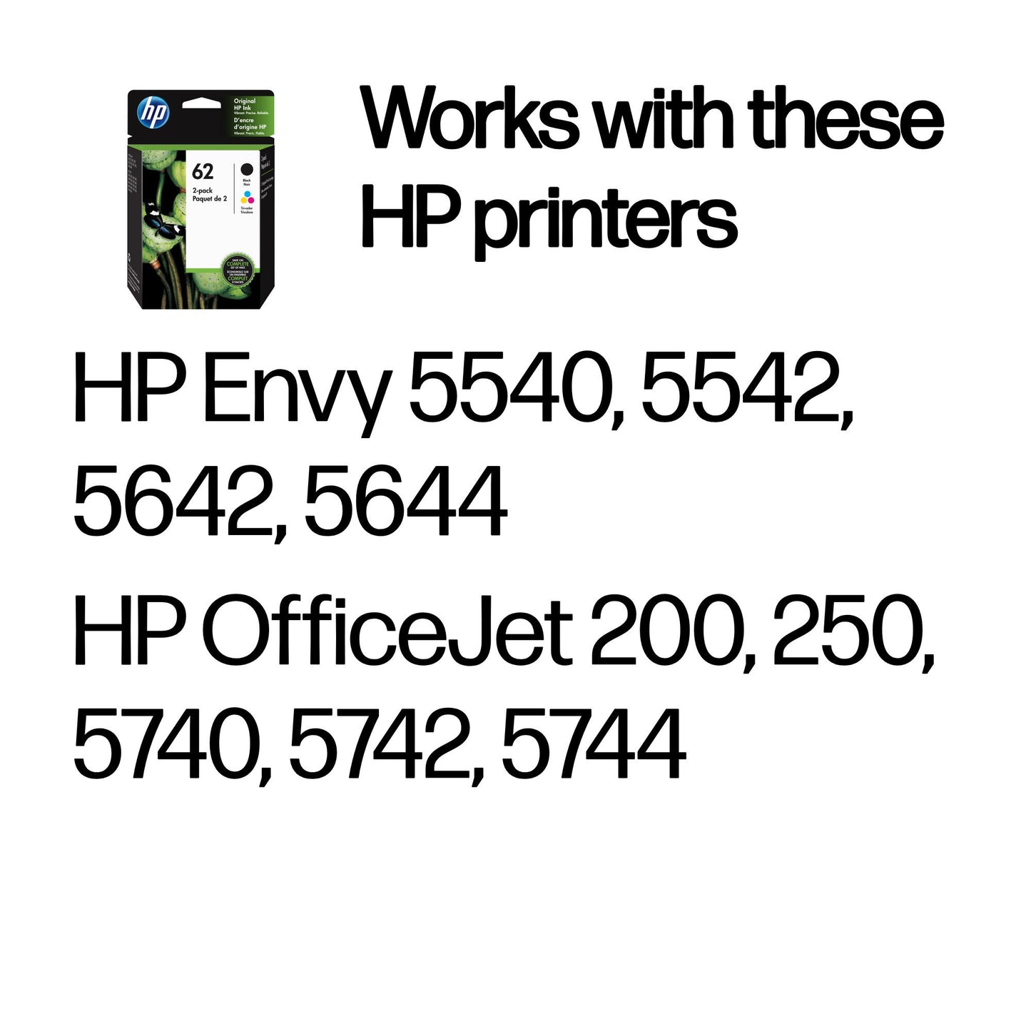 HP 62 2-pack Black/Tri-color Original Ink Cartridges