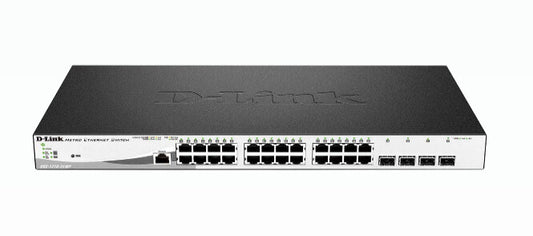 D-Link DGS-1210-28MP/E network switch, Managed, 24-port, Power over Ethernet (PoE), black and grey