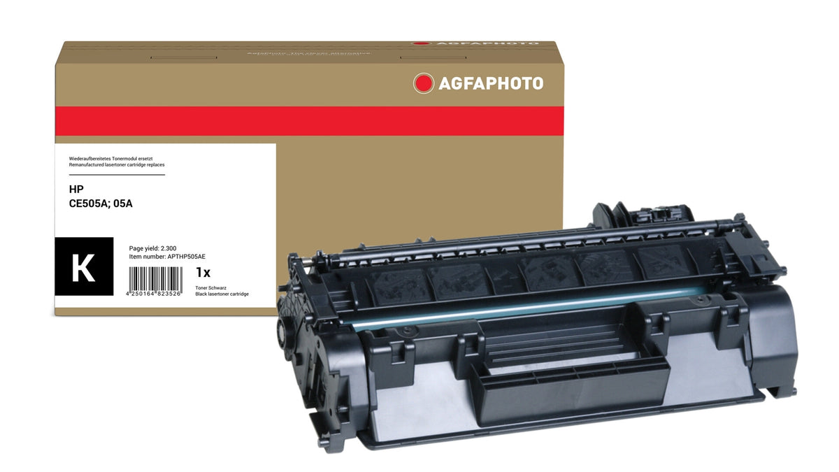 AgfaPhoto Compatible Toner Cartridge, Black, Replacement for HP CE505A, 05A, 2300 Pages