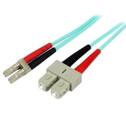 StarTech.com 2m (6ft) LC/UPC to SC/UPC OM3 Multimode Fiber Optic Cable, Full Duplex 50/125µm Zipcord Fiber Cable, 100G, Low Insertion Loss, LSZH Fiber Jumper Cord