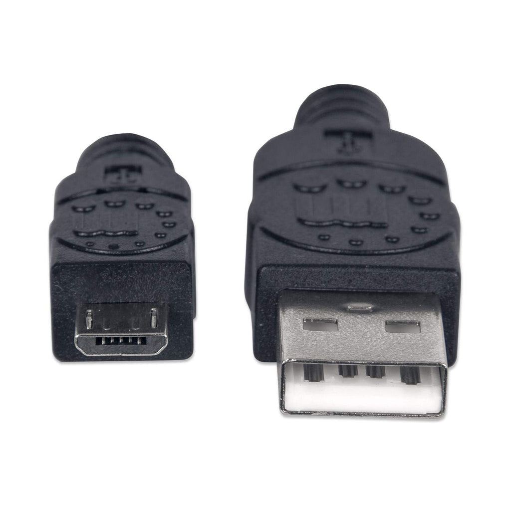 Manhattan USB-A to Micro-USB Cable, 1.8m, USB 2.0, 480 Mbps, Hi-Speed USB, Black, Lifetime Warranty, Equivalent to UUSBHAUB6