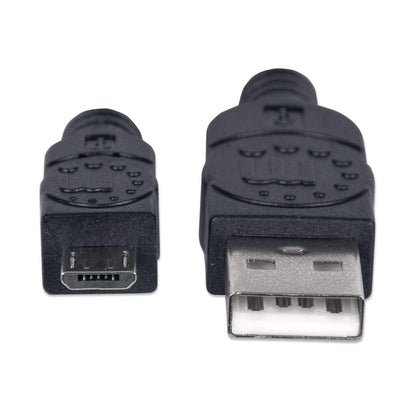 Manhattan USB-A to Micro-USB Cable, 1.8m, USB 2.0, 480 Mbps, Hi-Speed USB, Black, Lifetime Warranty, Equivalent to UUSBHAUB6