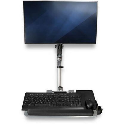 StarTech.com Wall Mount Workstation - Articulating Standing Desk w/ Ergonomic Height Adjustable Monitor Arm & Padded Keyboard Tray - 34" VESA Display - Foldable Wall Mounted Sit Stand