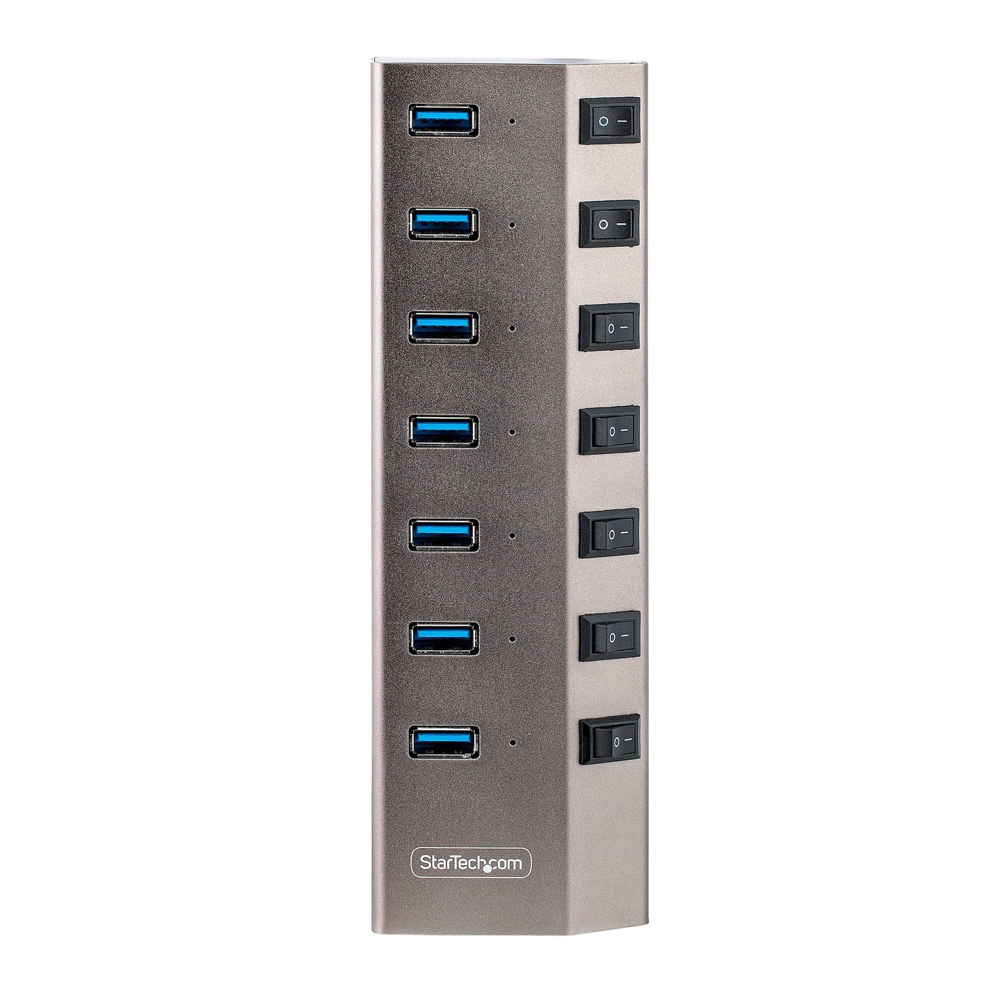 StarTech.com 7 Port Self-Powered USB C Hub with Individual On/Off Switches, USB 3.0 (5Gbps) Expansion Hub with Power Supply, Desktop Laptop USB-C to USB-A Splitter